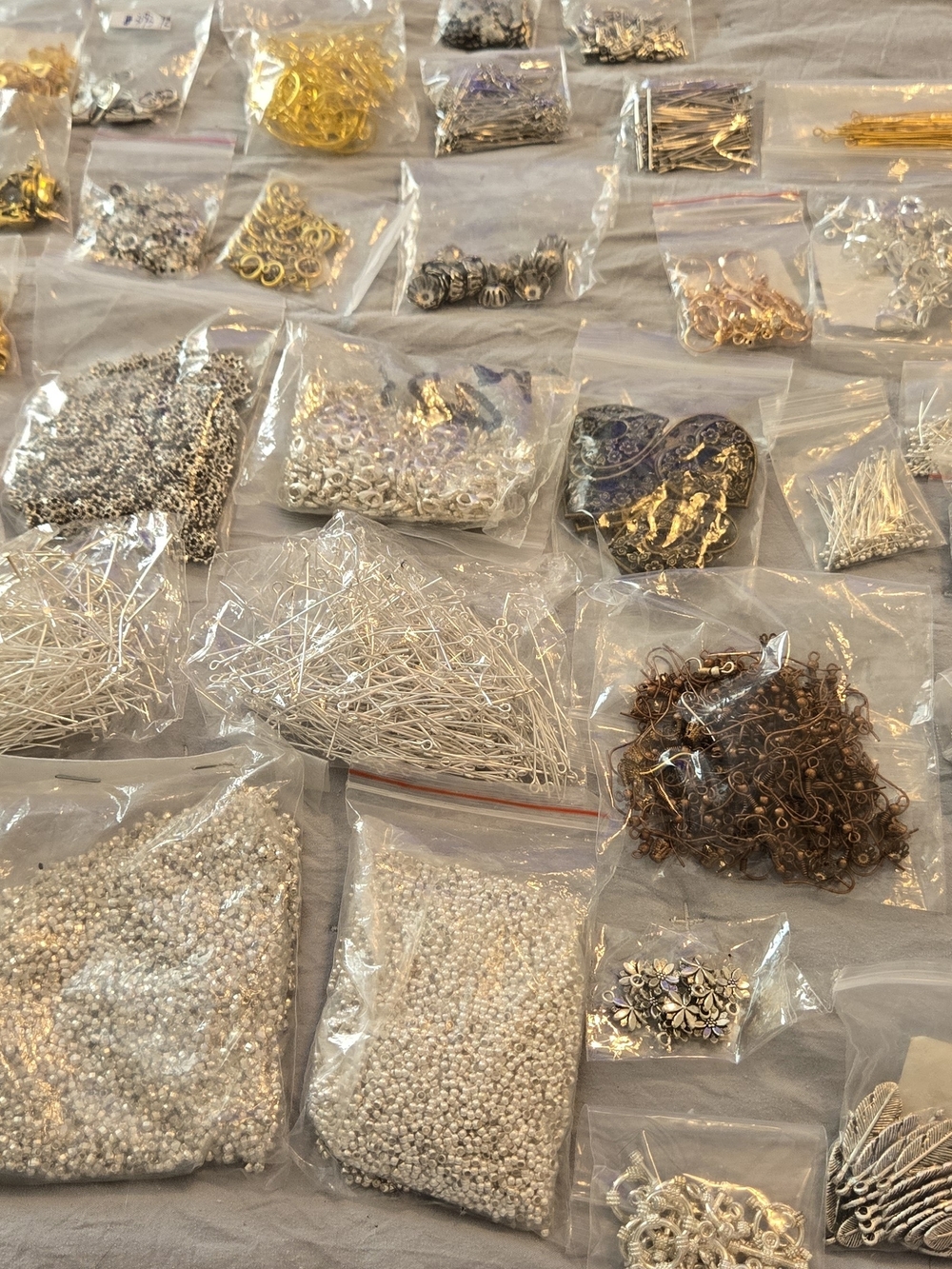 Mixed Jewelry Findings and Beads Assortment - Silver, Gold, Copper Color.
